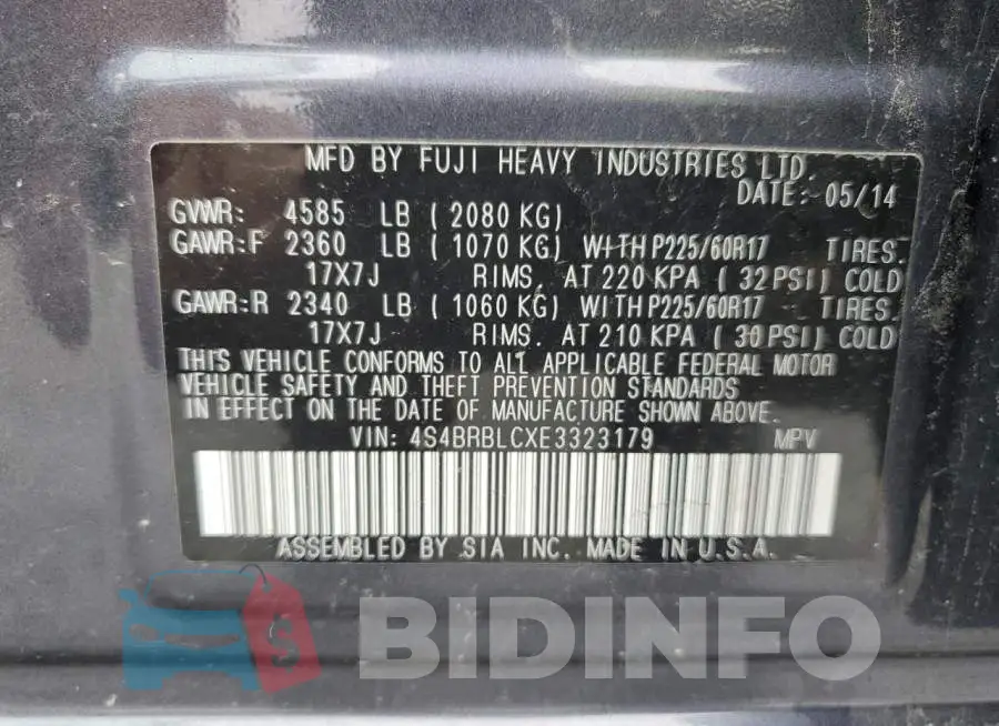 4S4BRBLCXE3323179 Photo# 13