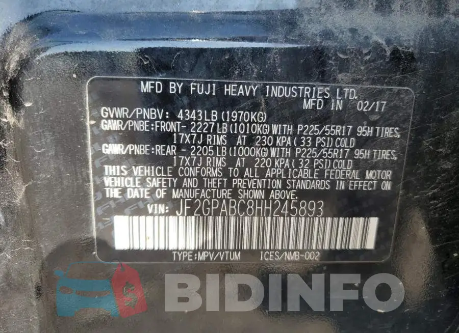 JF2GPABC8HH245893 Photo# 12