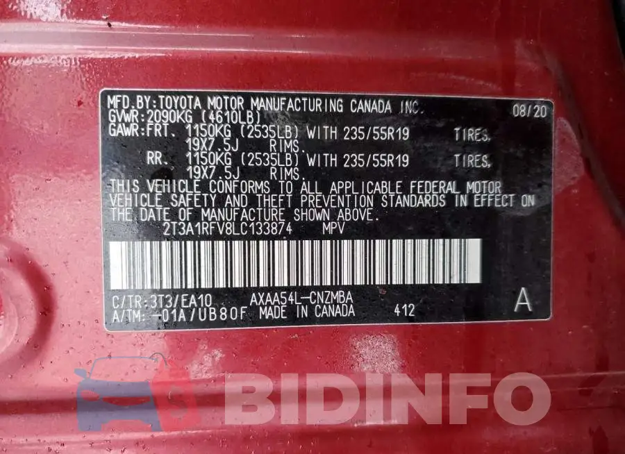2T3A1RFV8LC133874 Photo# 12