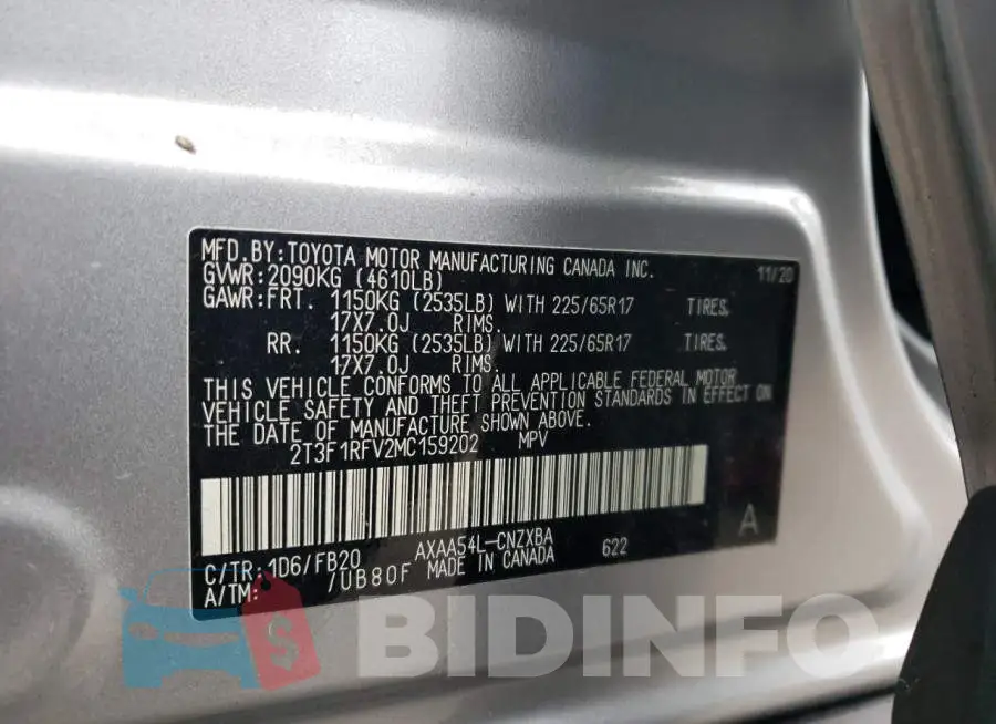2T3F1RFV2MC159202 Photo# 13
