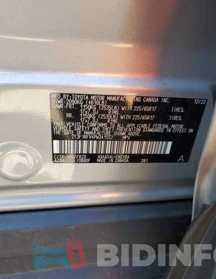 2T3F1RFV4PW341552 Photo# 13