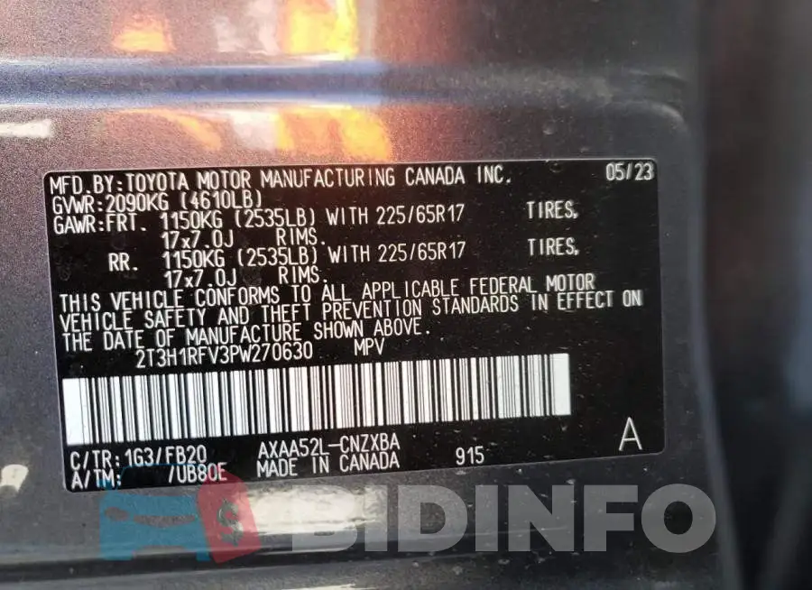 2T3H1RFV3PW270630 Photo# 14