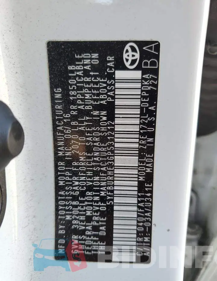 5YFBURHE3GP531212 Photo# 13