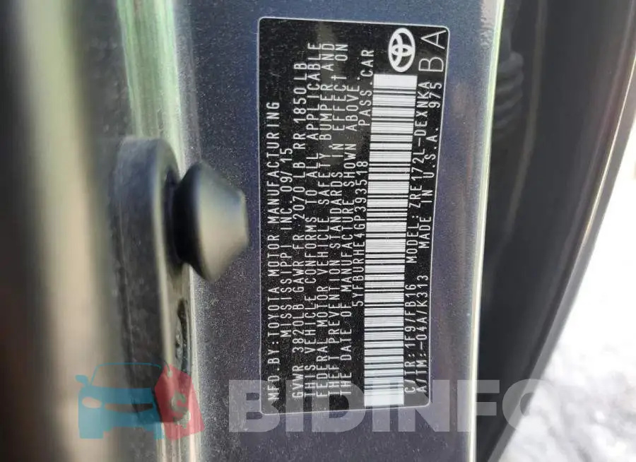 5YFBURHE4GP393518 Photo# 13