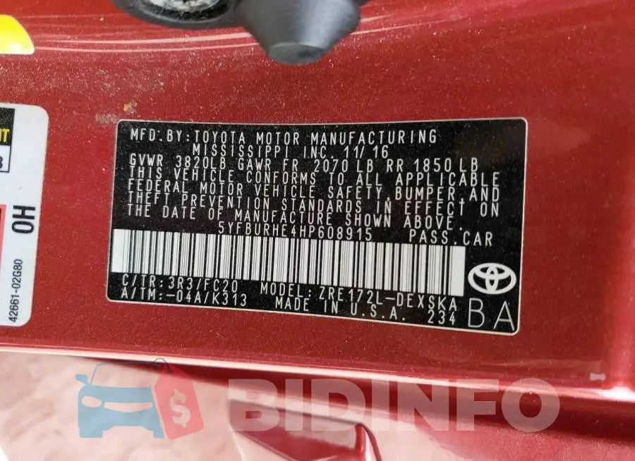 5YFBURHE4HP608915 Photo# 12