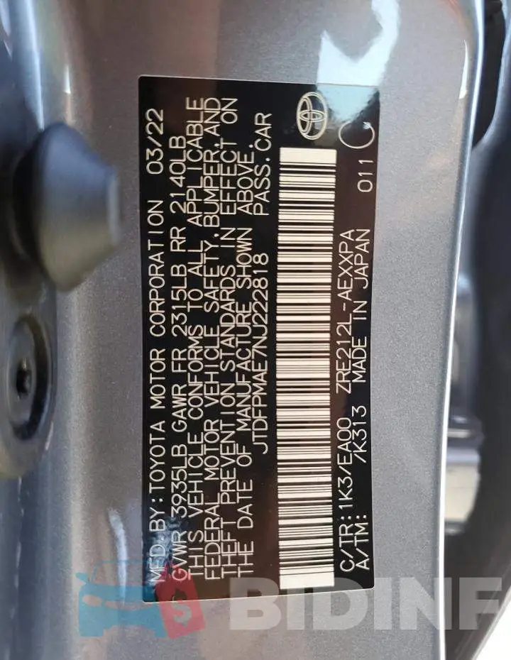 JTDFPMAE7NJ222818 Photo# 13