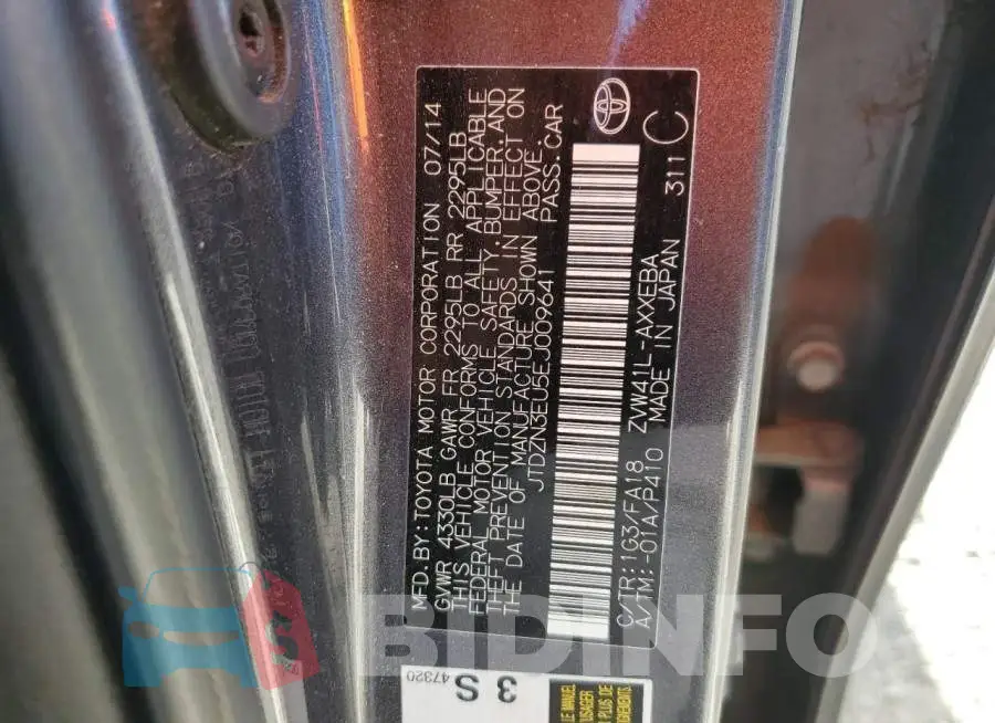 JTDZN3EU5EJ009641 Photo# 12