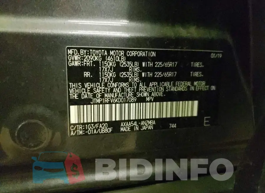 JTMP1RFV6KD017089 Photo# 13