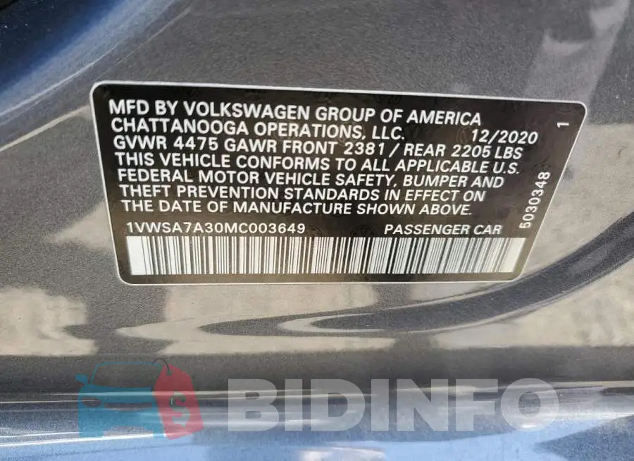 1VWSA7A30MC003649 Photo# 12