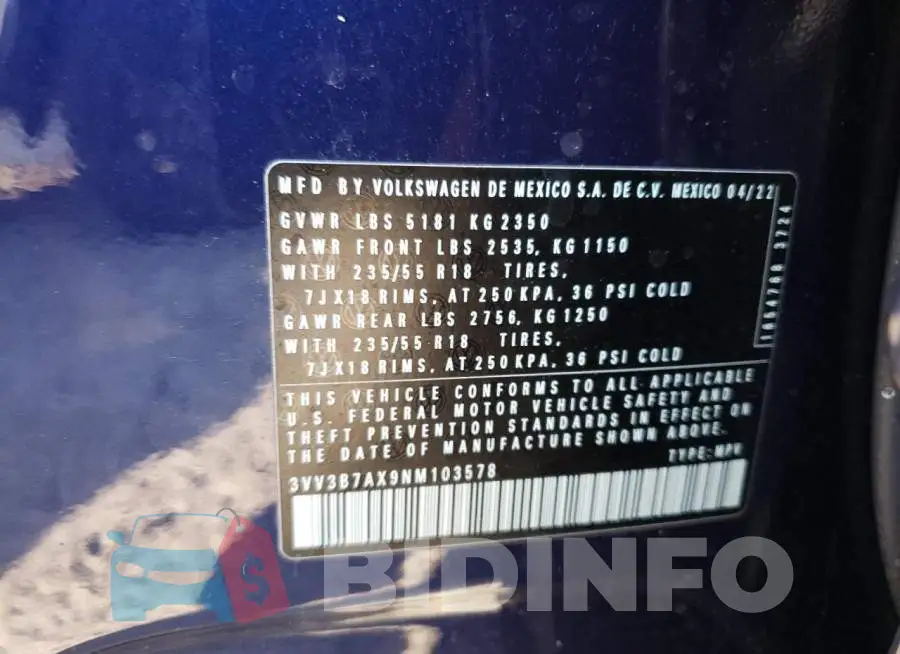 3VV3B7AX9NM103578 Photo# 12