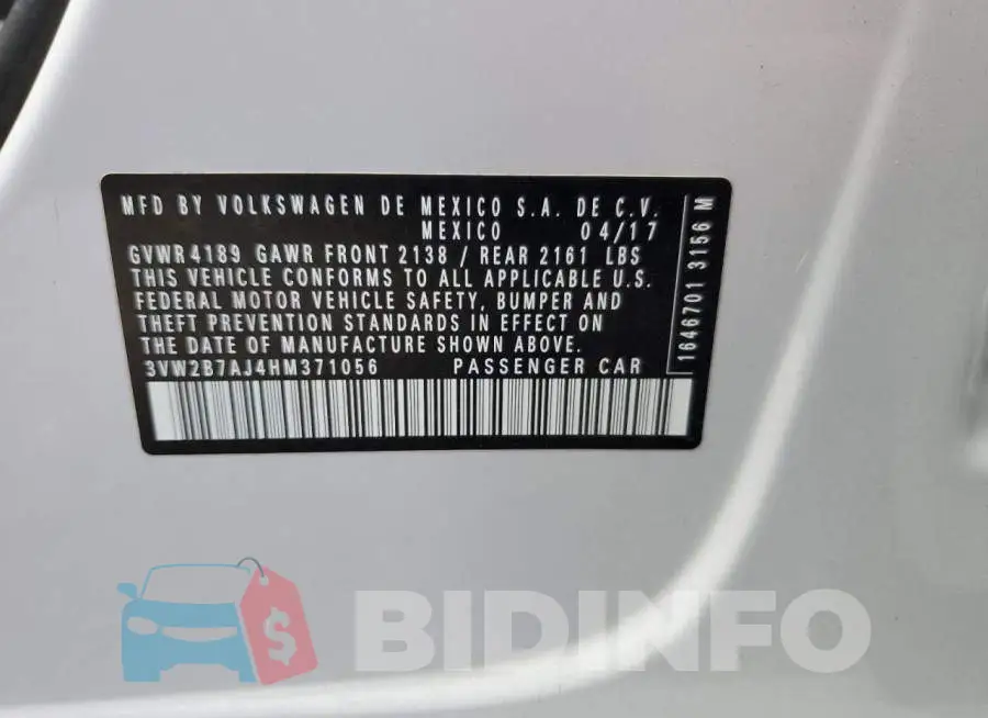 3VW2B7AJ4HM371056 Photo# 12