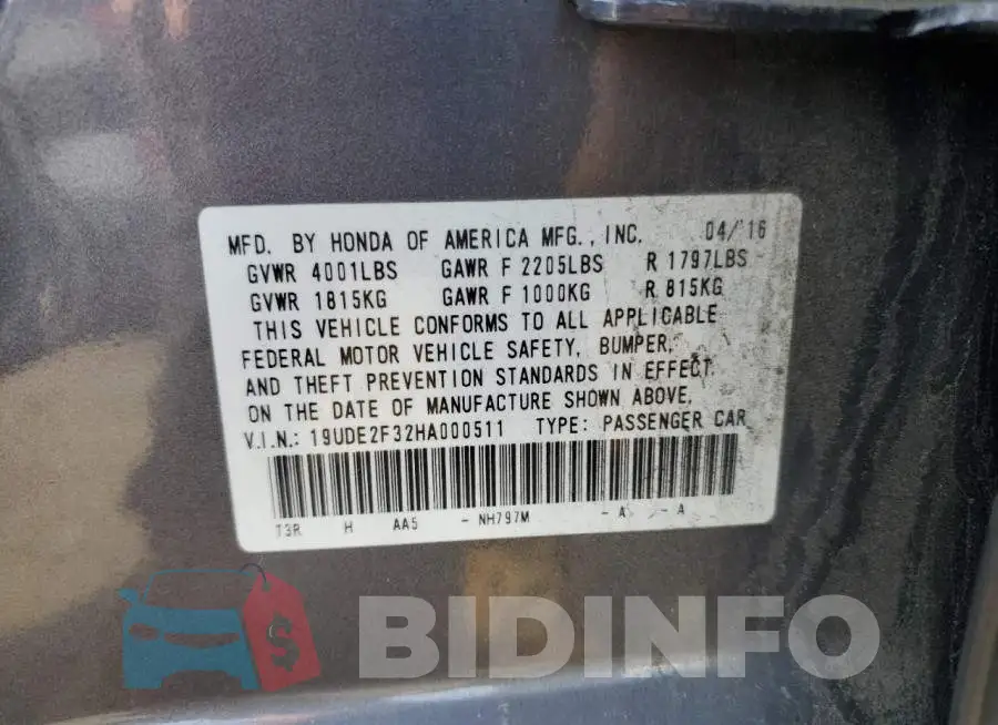 19UDE2F32HA000511 Photo# 12