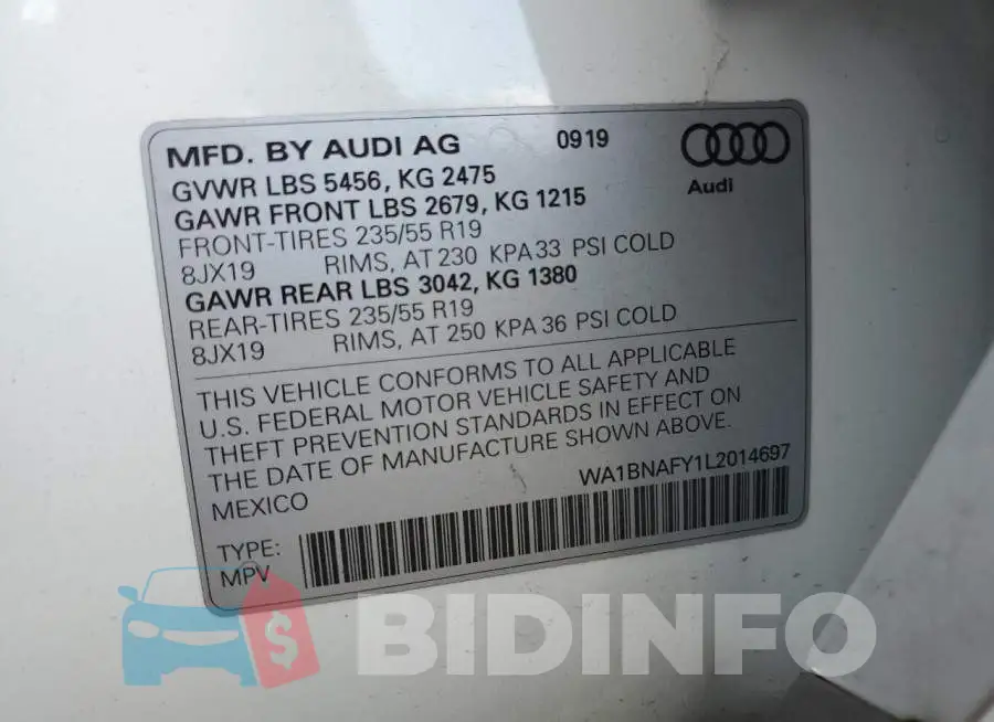 WA1BNAFY1L2014697 Photo# 14