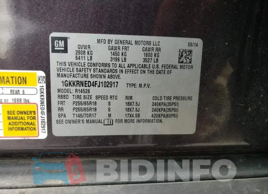 1GKKRNED4FJ102917 Photo# 13