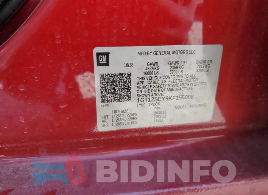 1GT12SEY9KF155008 Photo# 12