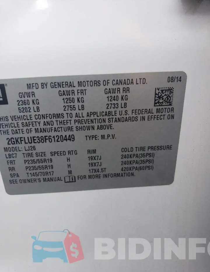 2GKFLUE38F6120449 Photo# 12