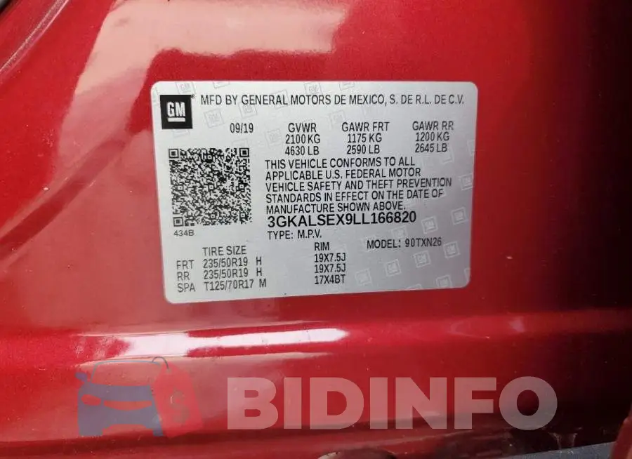 3GKALSEX9LL166820 Photo# 13