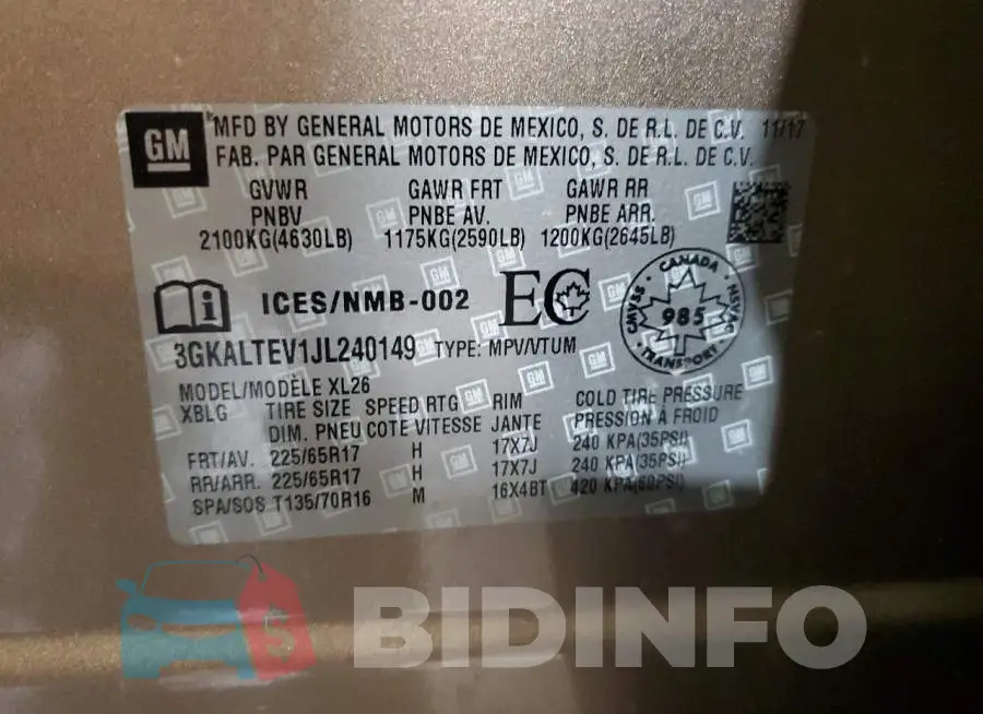 3GKALTEV1JL240149 Photo# 14