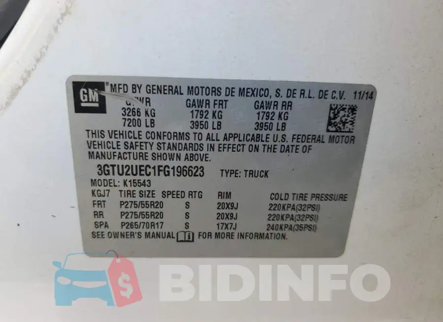 3GTU2UEC1FG196623 Photo# 12
