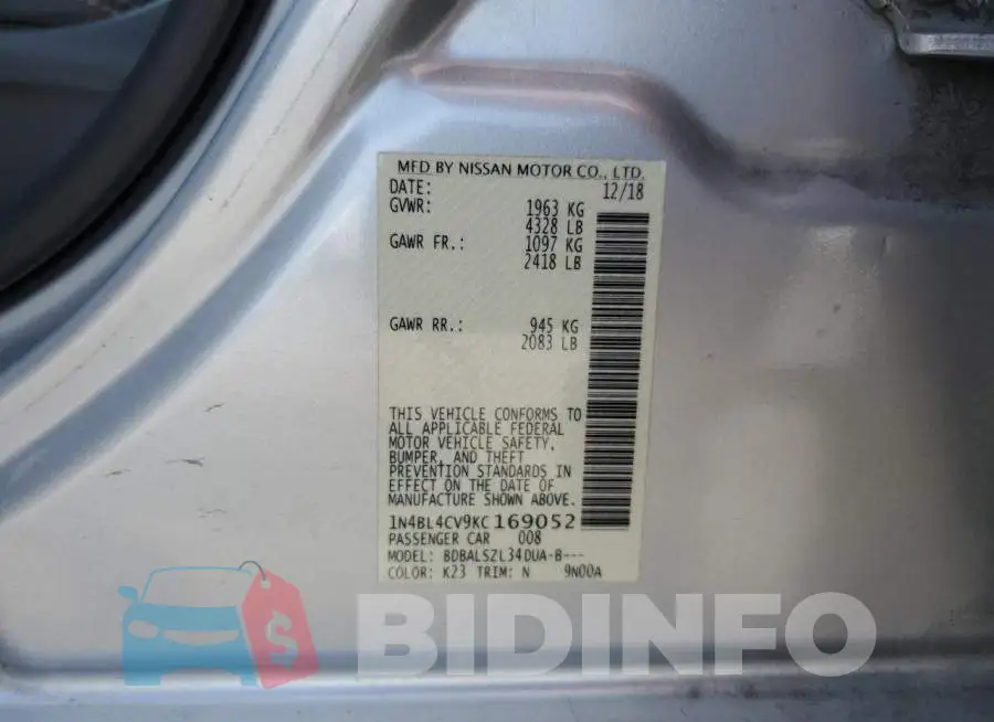 1N4BL4CV9KC169052 Photo# 12