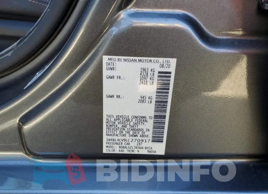 1N4BL4CV9LC270917 Photo# 12