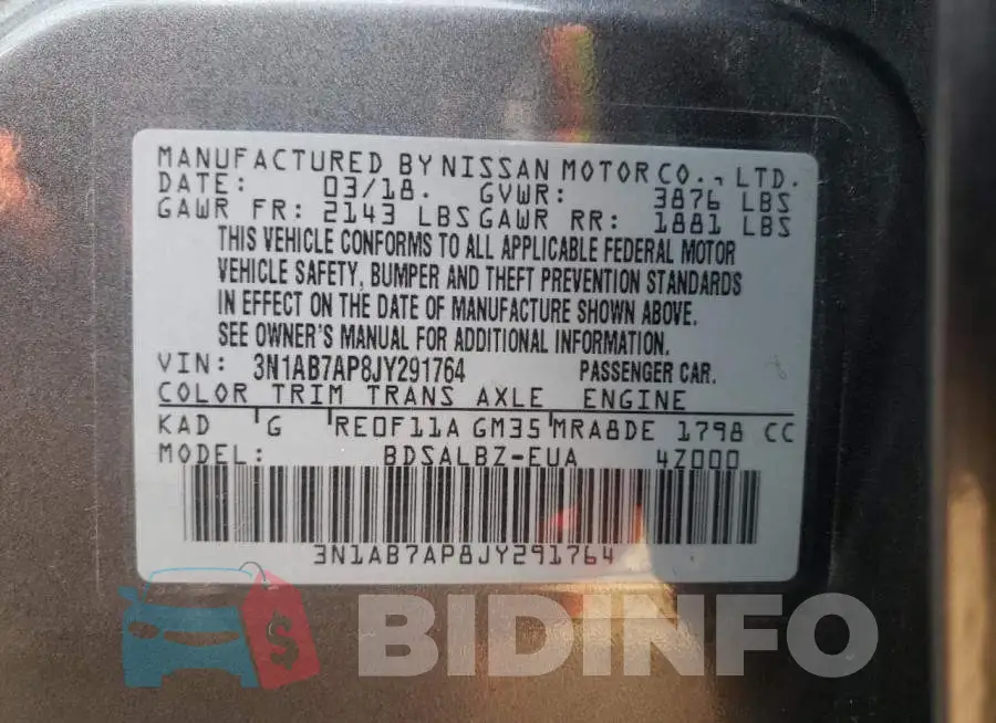 3N1AB7AP8JY291764 Photo# 12