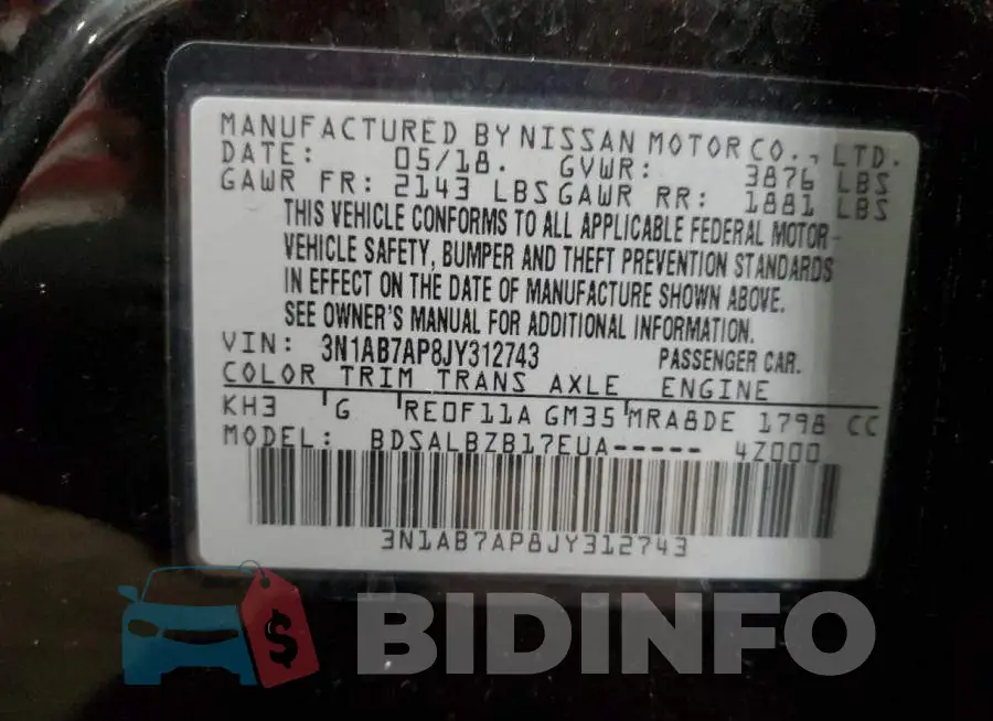 3N1AB7AP8JY312743 Photo# 13