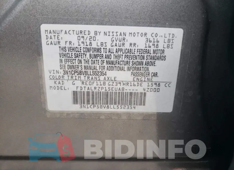 3N1CP5BV8LL552354 Photo# 13