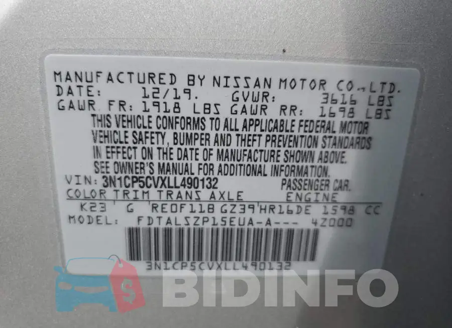 3N1CP5CVXLL490132 Photo# 13