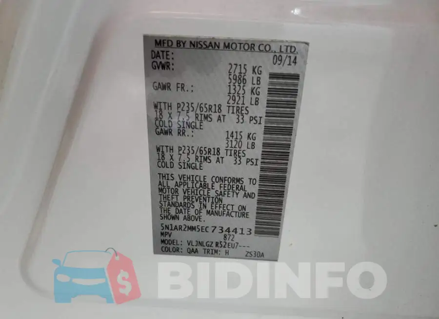 5N1AR2MM5EC734413 Photo# 14