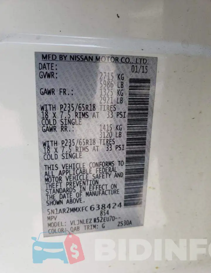 5N1AR2MMXFC638424 Photo# 13