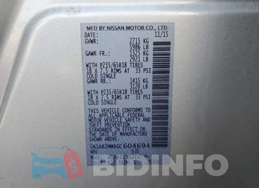 5N1AR2MMXGC604694 Photo# 13