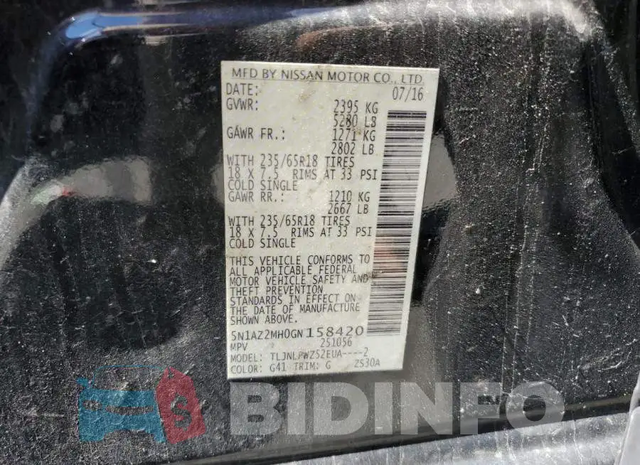 5N1AZ2MH0GN158420 Photo# 13