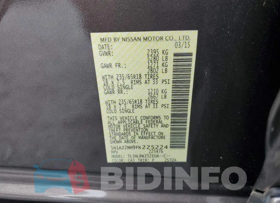 5N1AZ2MH9FN225224 Photo# 12