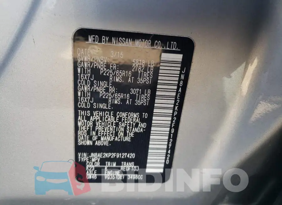 JN8AE2KP2F9127420 Photo# 13