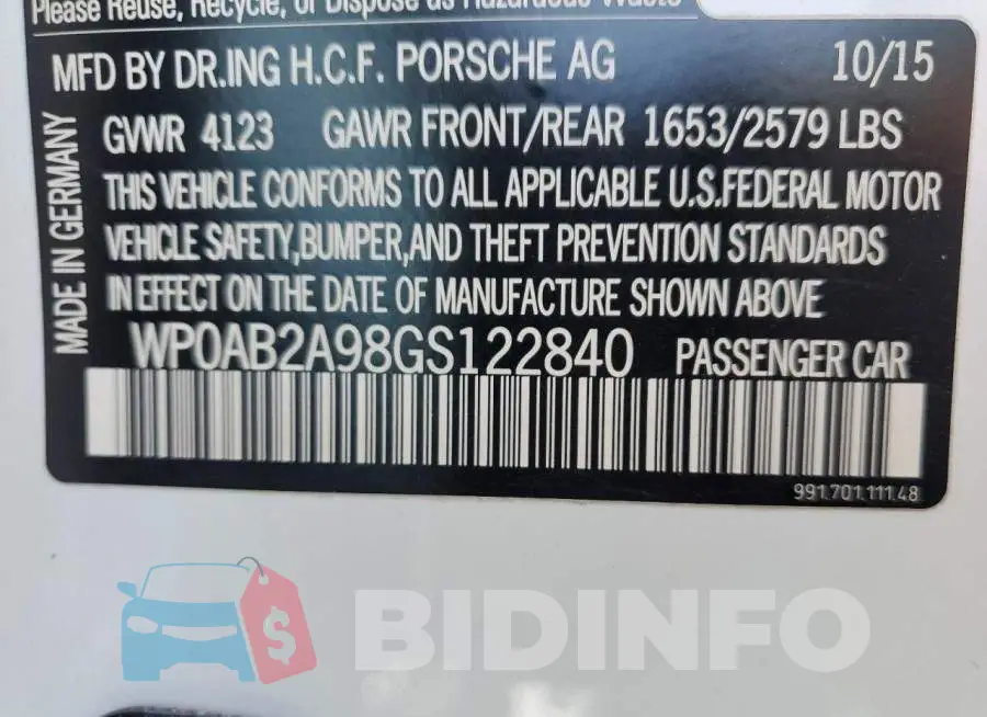 WP0AB2A98GS122840 Photo# 12