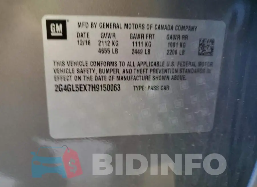 2G4GL5EX7H9150063 Photo# 12