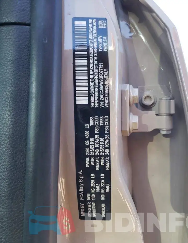 ZACCJBAW2GPD77751 Photo# 12