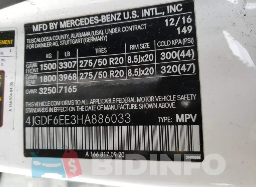 4JGDF6EE3HA886033 Photo# 10