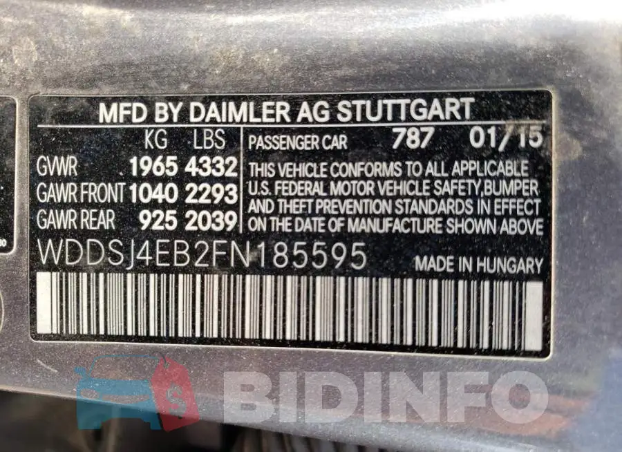 WDDSJ4EB2FN185595 Photo# 12