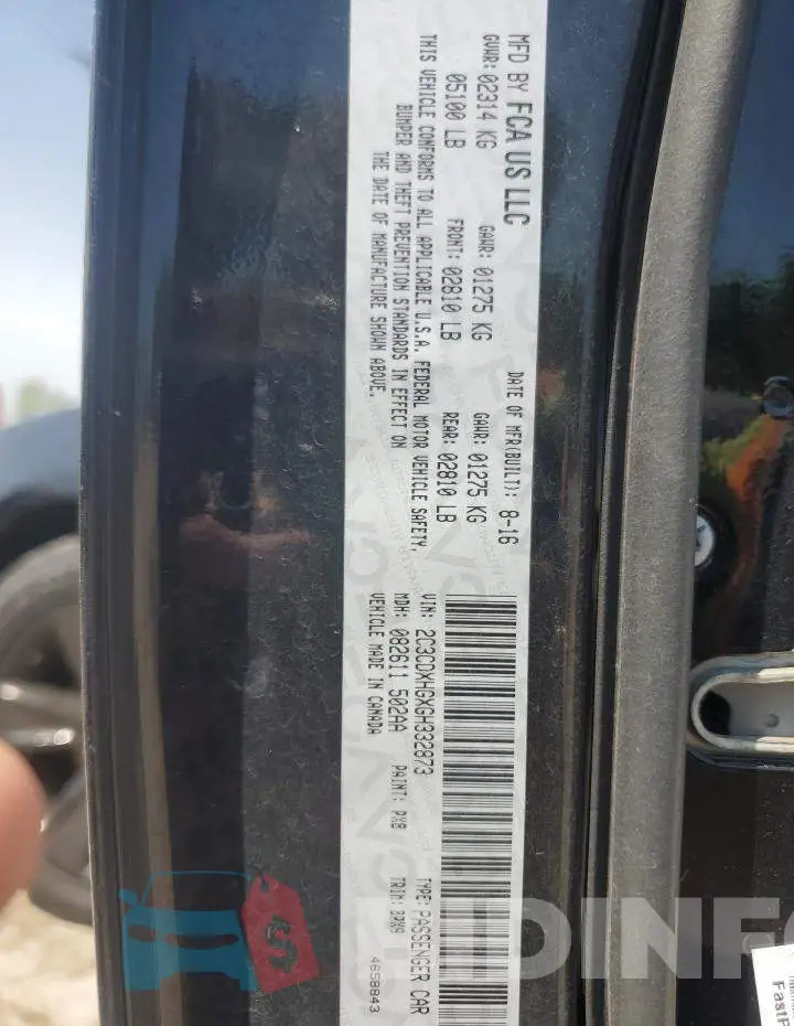2C3CDXHGXGH332873 Photo# 12