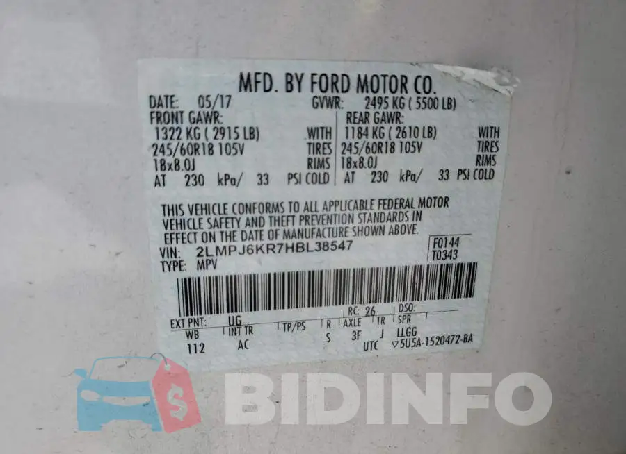 2LMPJ6KR7HBL38547 Photo# 13