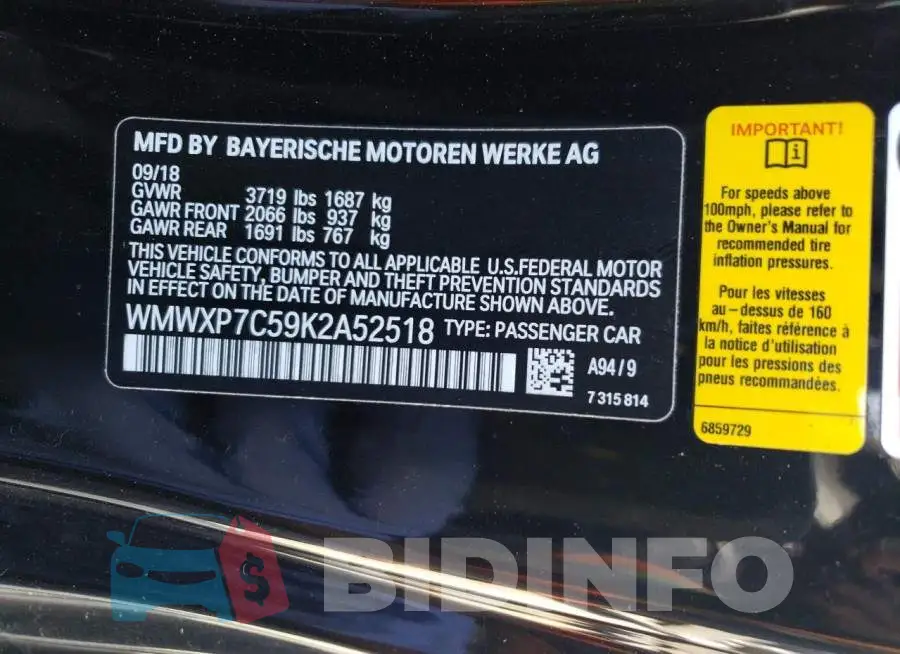 WMWXP7C59K2A52518 Photo# 13