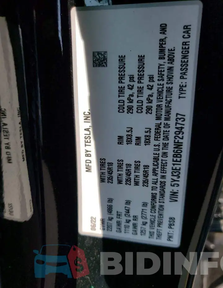 5YJ3E1EB6NF294737 Photo# 12