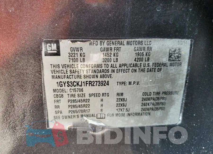 1GYS3CKJ1FR273924 Photo# 13