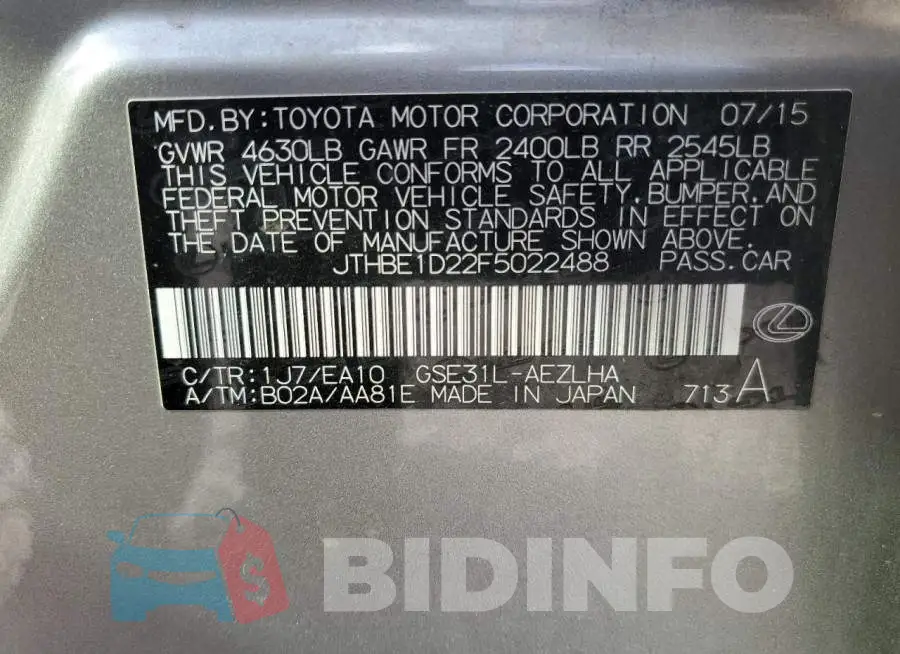 JTHBE1D22F5022488 Photo# 13