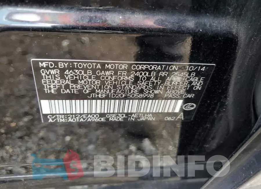 JTHBF1D20F5058998 Photo# 12