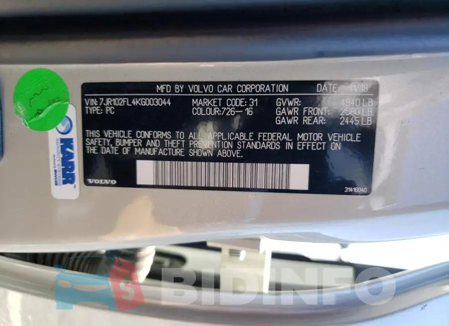 7JR102FL4KG003044 Photo# 12