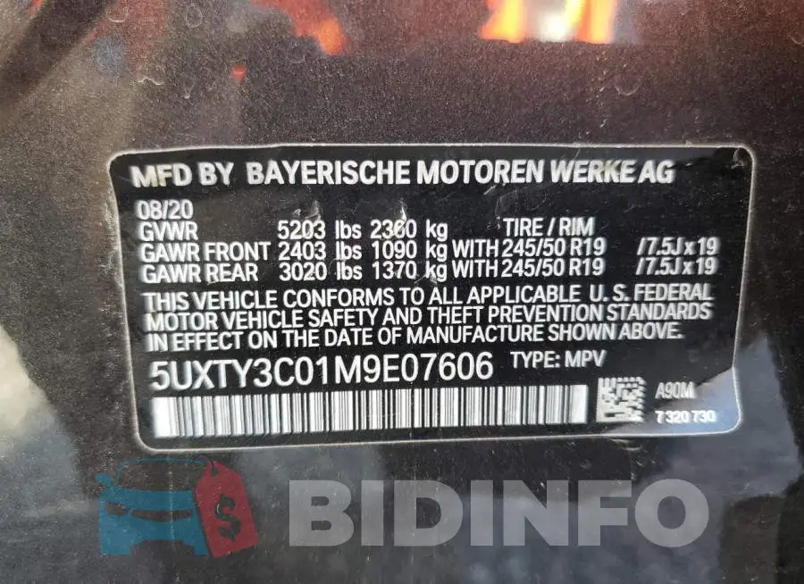 5UXTY3C01M9E07606 Photo# 13