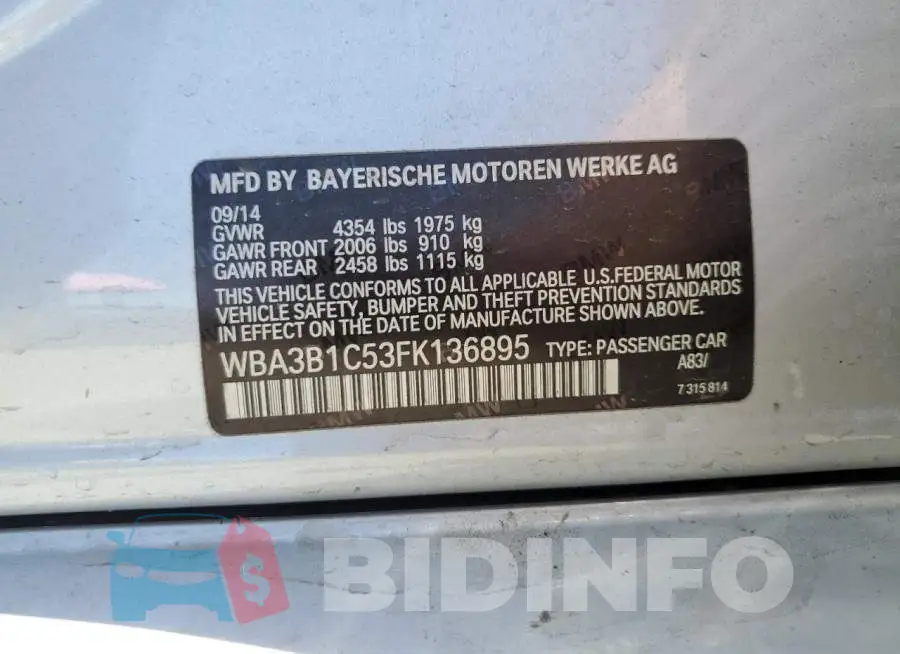 WBA3B1C53FK136895 Photo# 12